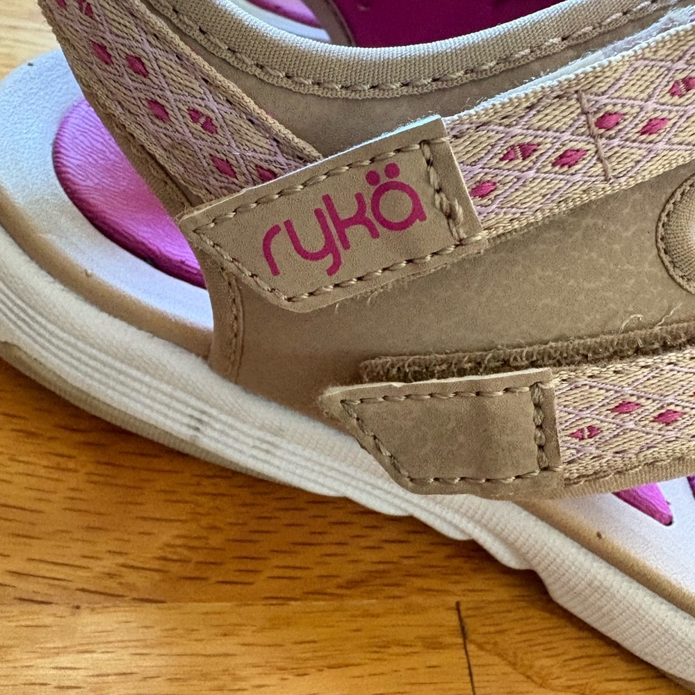 Ryka Beige and Pink Velcro Strap Sport Sandals - Picture 7 of 8